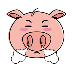 angry pig emoji kawaii vector illustration design