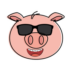 Obraz na płótnie Canvas pig emoji with sunglasses kawaii vector illustration design