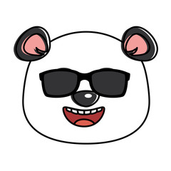 cute panda with sunglasses emoji kawaii vector illustration design