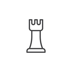 Chess rook line icon, outline vector sign, linear style pictogram isolated on white. Strategy chess piece symbol, logo illustration. Editable stroke