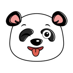 cute panda crazy emoji kawaii vector illustration design