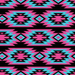 Vector seamless decorative ethnic pattern. American indian motifs. Background with aztec tribal ornament.