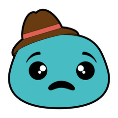 sad emoji face with hat vector illustration design