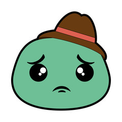 sad emoji face with hat vector illustration design