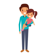 dad carrying their daugther child vector illustration