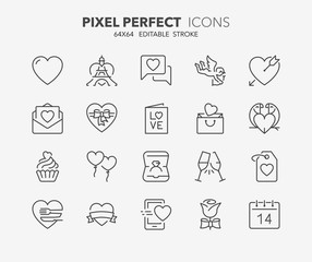 valentines thin line icons