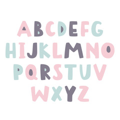 Bold handwritten childish font. Simple letters for decoration. Kids design.