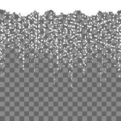 Falling snow seamless. Falling beautiful snow isolated on transparent background. Snowflakes, snowfall vector illustration