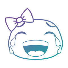 laugh emoji face with bowntie vector illustration design
