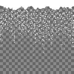 Falling snow seamless. Falling beautiful snow isolated on transparent background. Snowflakes, snowfall vector illustration