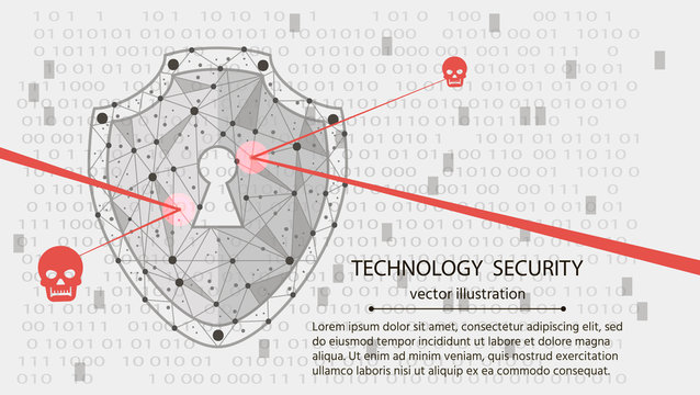 system protection. Cyber security concept: Shield on digital data background.vector illustration