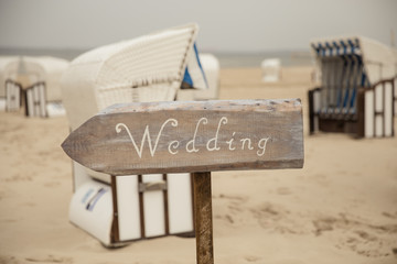Strandhochzeit Schild an der Ostsee