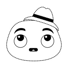 Thoughtful emoji face with hat vector illustration design