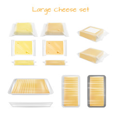 Large cheese set. Transparent packaging.