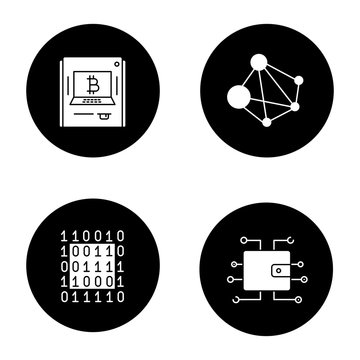 Cryptocurrency glyph icons set