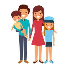 happy family standing together parents and childs vector illustration