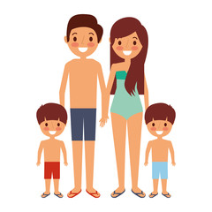 Obraz na płótnie Canvas familiy wearing swimsuits in the vacations vector illustration