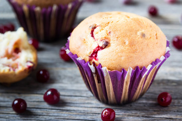 Homemade cupcakes with cranberries.