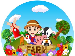 Farm scenes with many animals and farmers