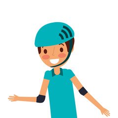 portrait young smiling boy with sport helmet vector illustration