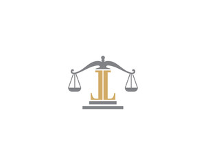 Scale of Justice and Letter L Logo Icon 3
