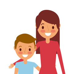 portrait mom embracing her son vector illustration