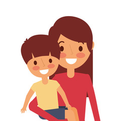Obraz premium portrait mother carrying her little son vector illustration