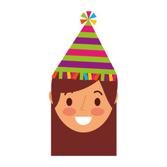smiling little girl with party hat vector illustration