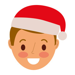 young boy smiling happy wearing christmas hat vector illustration