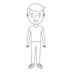 young little boy male character standing vector illustration