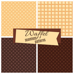 Vector waffel seamless patterns set