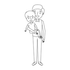 father holding their son kid smiling vector illustration