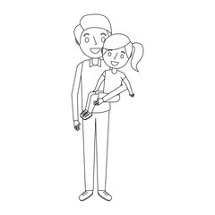 dad carrying their daugther child vector illustration