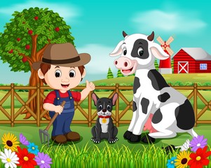  Farm scenes with many animals and farmers
