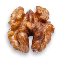 Walnut peeled isolated on white background. Clipping path