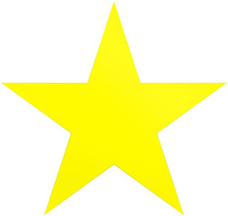Christmas star yellow - simple 5 point star - isolated on white