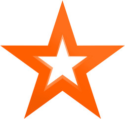 Obraz premium Christmas star orange - outlined 5 point star - isolated on white