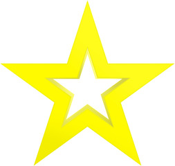 Christmas star yellow - outlined 5 point star - isolated on white