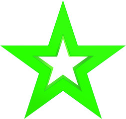 Christmas star green - outlined 5 point star - isolated on white