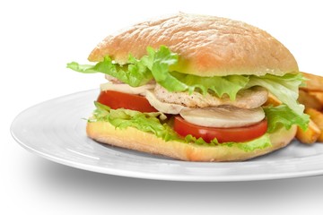 Sliced ham sandwich