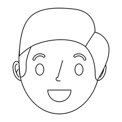 face smiling man adult cartoon character vector illustration outline