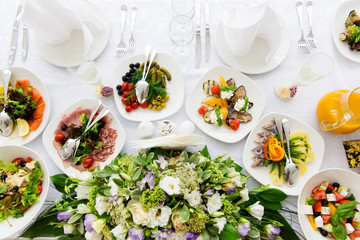 Served table in the restaurant