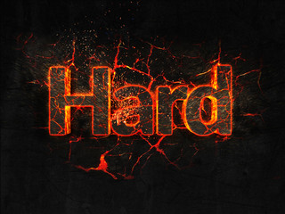 Hard Fire text flame burning hot lava explosion background.