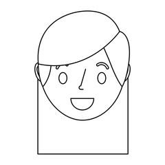 smiling young face girl cartoon female vector illustration outline