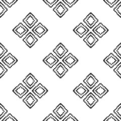 Black and White Seamless Ethnic Pattern - 183760860
