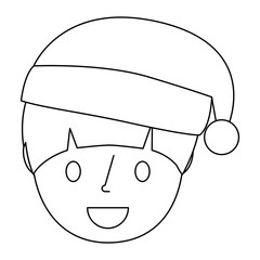 Obraz na płótnie Canvas young boy smiling happy wearing christmas hat vector illustration outline