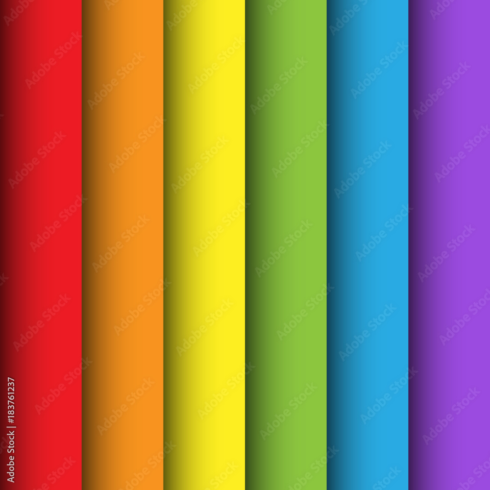 Poster overlapping colorful paper sheets in colors of rainbow spectrum. with shadow effect. happy abstract 