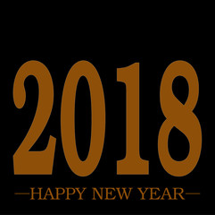 Happy New Year 2018 greeting Golden text on BLACK background plain clean vector with space 