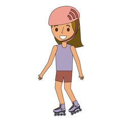 kid wearing helmet and roller skate funny vector illustration