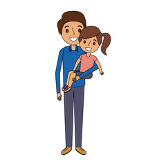 dad carrying their daugther child vector illustration